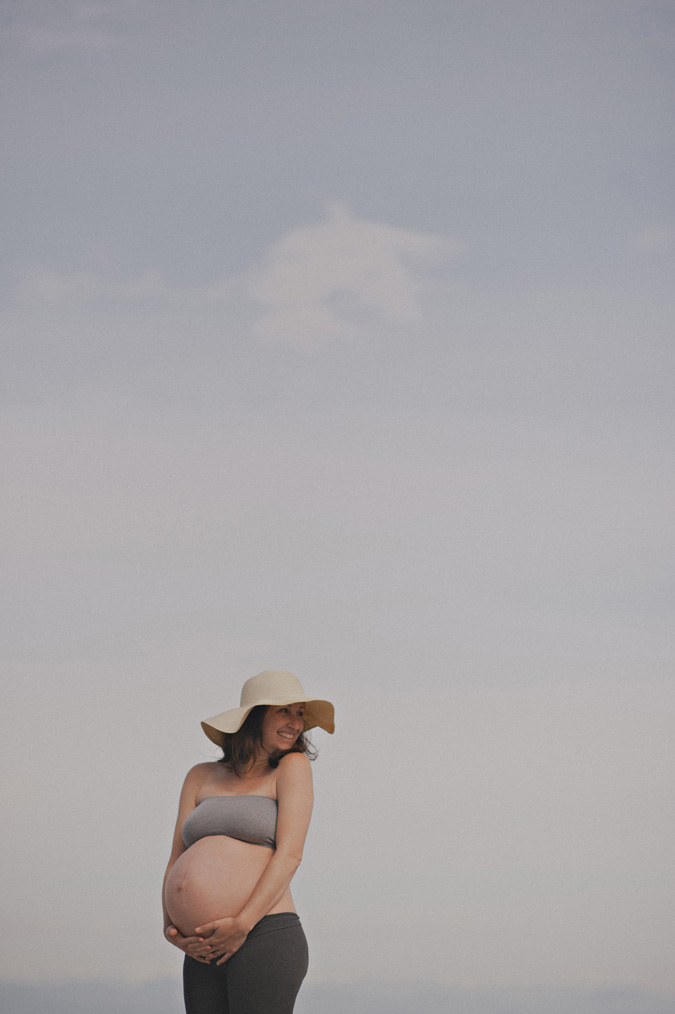 pregnant woman on saratoga beach, vancouver island, bc