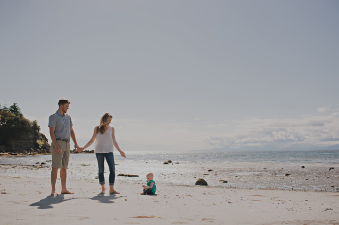 family on little tribune bay, hornby island, bc