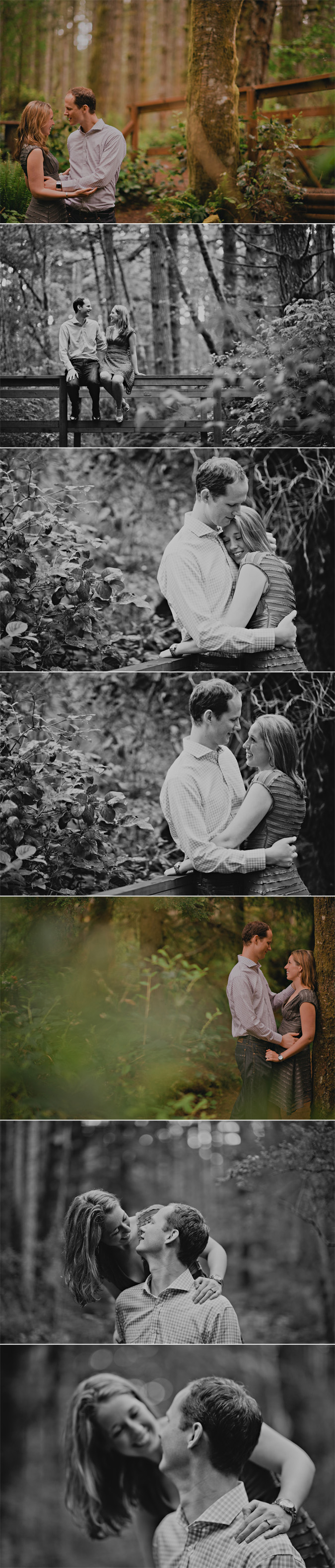 creative engagement photos of a couple in seal bay provincial park, comox, bc 